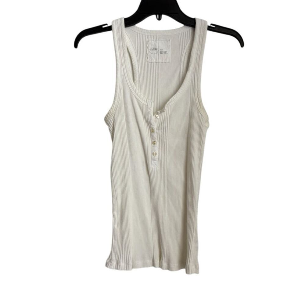 Womens Aerie White/Cream Henley Ribbed Tank Top Size Medium